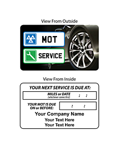 Personalised MOT / Service Reminder Window Stickers 60x35mm