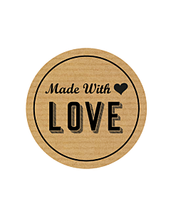 Handmade with Love Heart Kraft Stickers 30mm