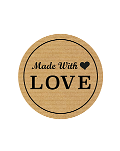 Kraft Handmade with Love Stickers 30mm