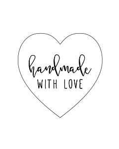 Handmade with Love Heart Stickers 30x30mm