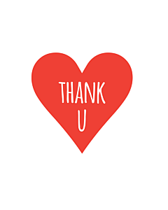 Thank U Heart Stickers 40x40mm