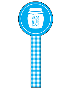 Blue Gingham Jar Seal Labels 35x90mm