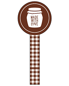 Brown Gingham Jar Seal Labels 35x90mm