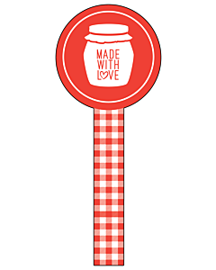 Red Gingham Jar Seal Labels 35x90mm