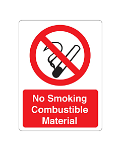 No Smoking Combustible Material Labels (75x100mm)