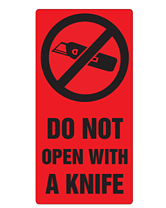 Do Not Open With a Knife Labels 75x150mm
