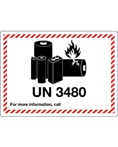 UN 3480 Lithium Ion Battery Labels 105x74mm