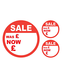 Sale Was / Now Stickers 50 & 24mm