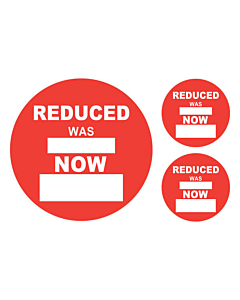 Reduced Was / Now Sale Stickers 50 & 24mm