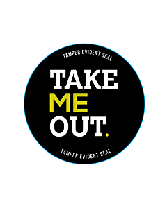 Take Me Out Takeaway Packaging Seal Labels 60mm