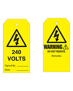Warning Do Not Remove 240 Volts Tag
