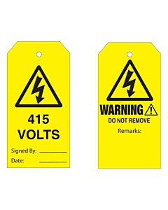 Warning Do Not Remove 415 Volts Tag