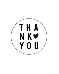 Thank You Heart Stickers 40mm