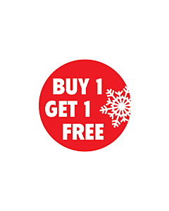 Christmas Buy 1 Get 1 Free Stickers 30mm